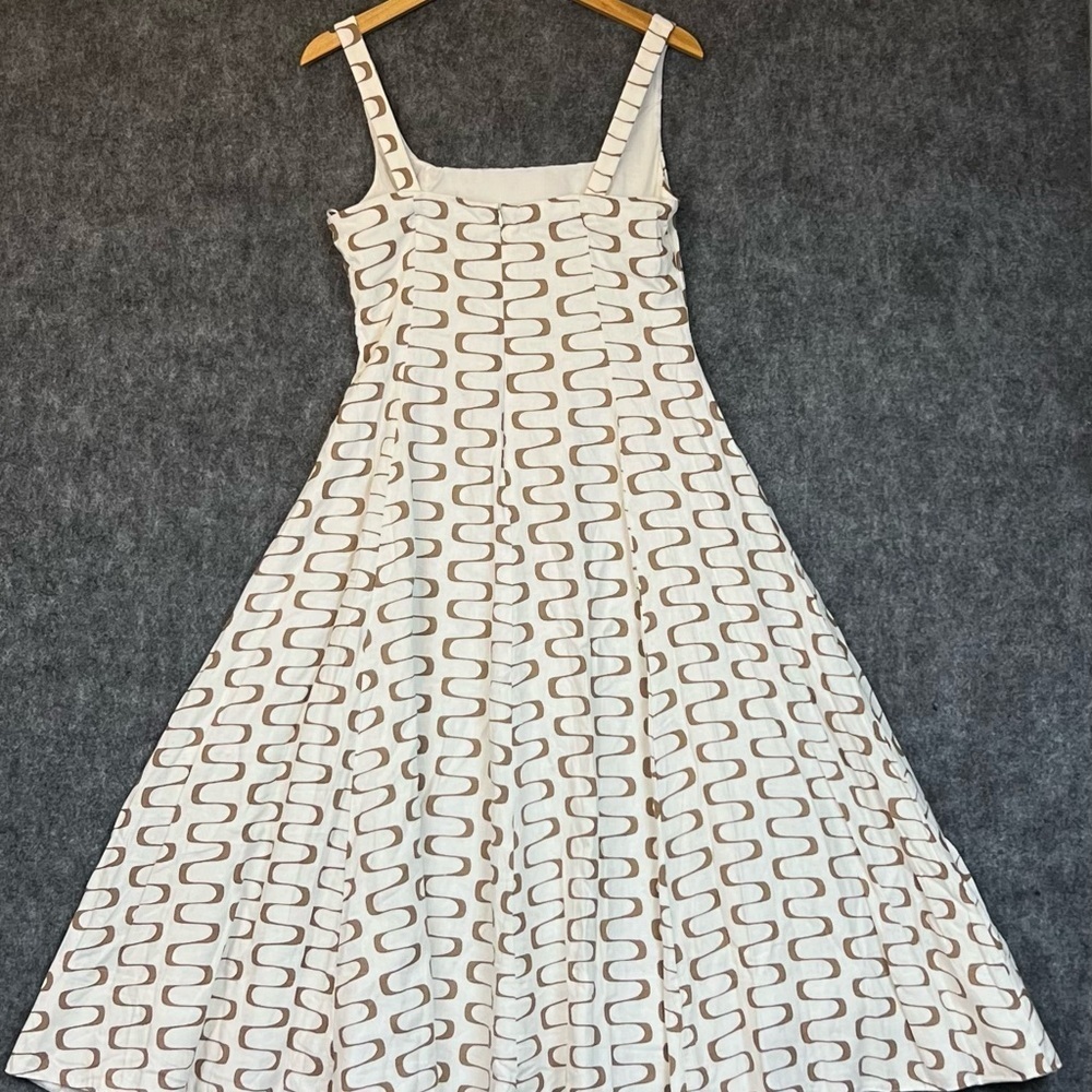 Christian Lacroix White and Brown Midi Dress Size Small Sleeveless